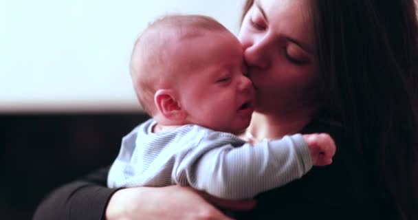 Mom Trying Console Newborn Baby Infant — Wideo stockowe