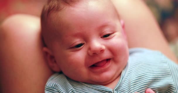 Mom Holding Happy Baby Lap Infant Joy — Stok video