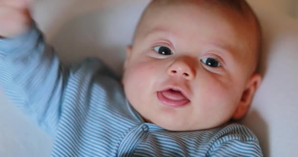 Cute Baby Portrait Face Looking Camera — ストック動画