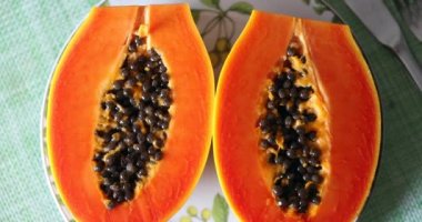 Papaya fruits on plate morning breakfast or dessert