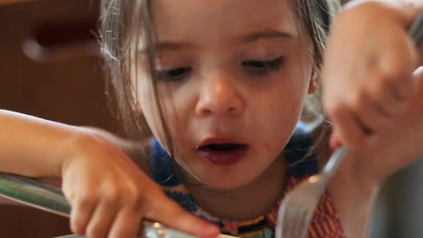 Little Girl Child Lunch Table — Video