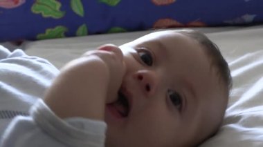 Beautiful sweet baby infant cute toddler feeling joy and happy
