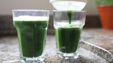 Green vegetable juice detox juice made of kale and veggies