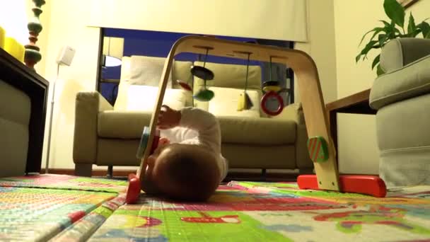 Baby Infant Scene Home Playing Indoors Evening Casual — Stockvideo