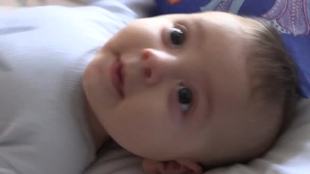 Sweet Cute Baby Infant Boy Feeling Happy Joy — Stockvideo