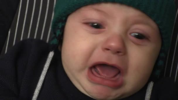Upset Sad Infant Baby Face Crying — Vídeos de Stock