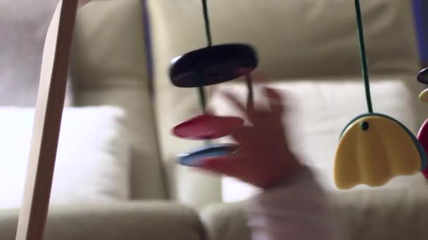 Closeup Hand Playing Toys Indoors — Video Stock