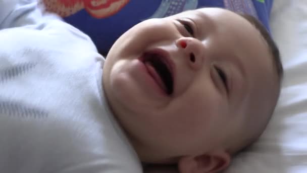 Happy Joyful Baby Infant Bed Feeling Joy — ストック動画