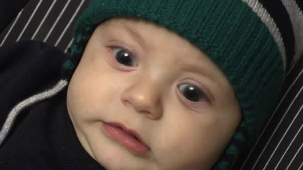 Baby Infant Face Closeup Crying Upset — Stock videók
