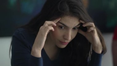 Overwhelmed woman expression. Person having problems. Girl with concerned emotion