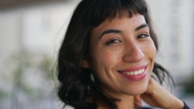 One beautiful diverse Brazilian young woman portrait face closeup