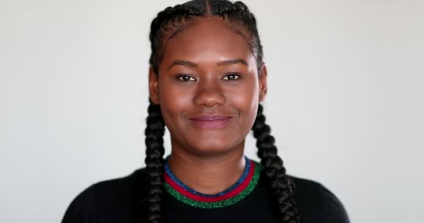 Happy Black African Girl Smiling Camera — Vídeo de stock
