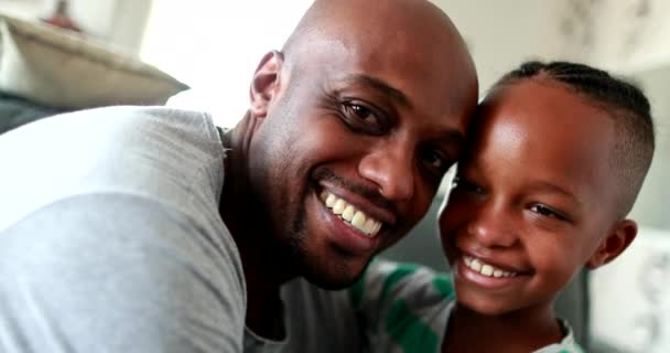 Father Son Love Affection Parent Kissing Hugging Little Boy Child — Stock Video