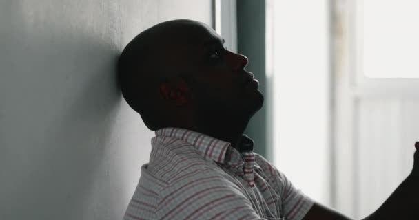 Black Man Looking Divine Intervention African Person Seeking God Help — Stockvideo