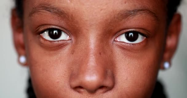 Black African Girl Eyes Smiling Camera Macro Close — 비디오