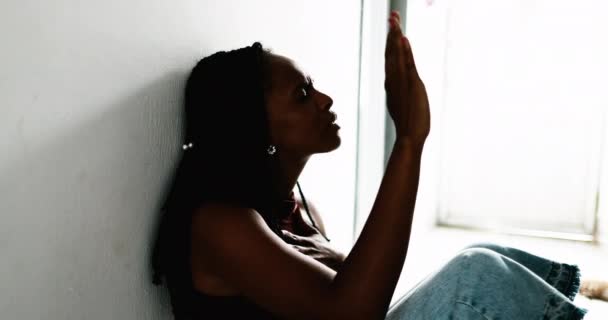Black Woman Praying Seeking God Help — Stockvideo