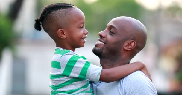 Father Son Doing Eskimo Kiss African Black Dad Child Bonding — Wideo stockowe