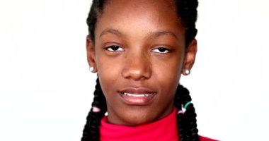 Mixed race teen black African girl portrait face close-up