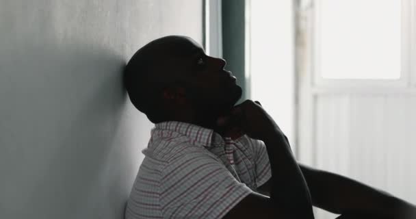 Pensive Black African Man Thinking Deeply Solution – stockvideo