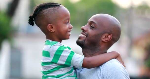 Father Son Doing Eskimo Kiss African Black Dad Child Bonding — Stockvideo