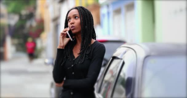 Teen Girl Talking Phone Street Adolescent Teenager Woman Speaking Cellphone — Stok video