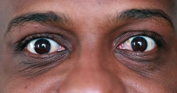 Extreme Close Smiling African American Eyes — Vídeo de Stock