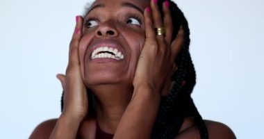 Anxious black african woman being neurotic and afraid