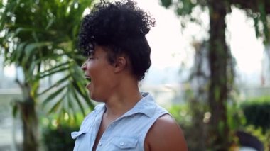 Person authentic yawn. Tired black woman yawning