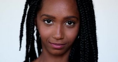 Portrait African mixed race pretty girl smile at camera