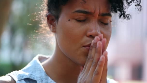 Worried Black Woman Having Anxiety Problems — Stock Video