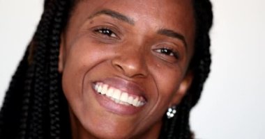Portrait black African woman laughing smiling