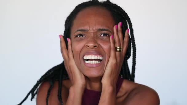 Dramatic Black Woman Reacting Desperation — Stockvideo