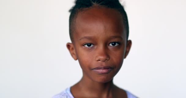African Child Face Looking Camera Mixed Race Little Boy Portrait — Vídeos de Stock