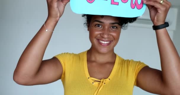 Female Vlogger Asking Audience Follow Social Media — Video