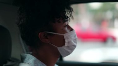 Person in car transportation during pandemic