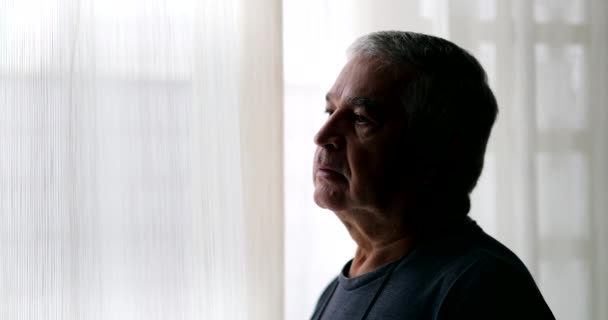 Thoughtful Older Man Pensive Worried Senior Person — Vídeo de stock