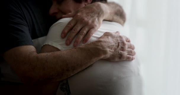 Married Couple Support Close Senior Husband Hands Hugging Wife — Stock Video