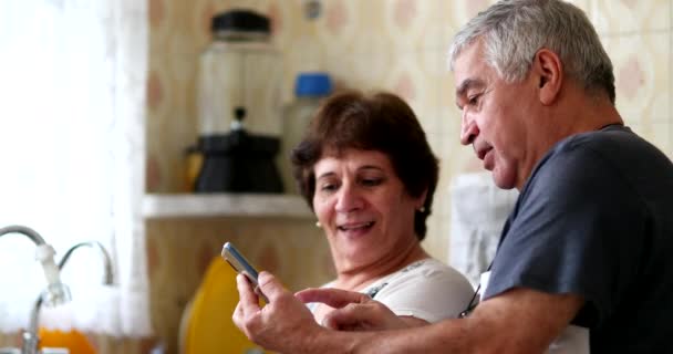 Senior Couple Celebrating News Smartphone — Video