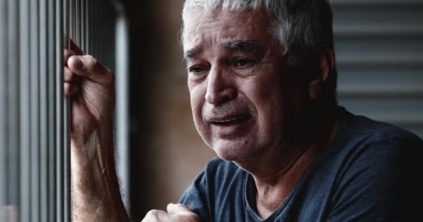 Person Suffering Pain Depressed Old Man Sorrow Desperation — Vídeo de stock