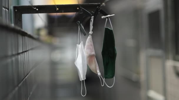 Protection Face Mask Drying Use Hanging Washable Masks — Wideo stockowe