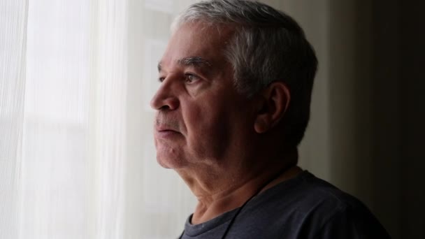 Senior Man Window Staring — Vídeos de Stock