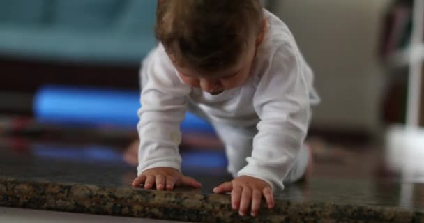 Baby Descending Home Step Infant Boy Learning Climb Step — Wideo stockowe
