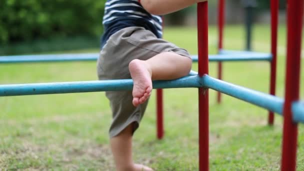 Infant Baby Playing Playground Monkey Bar — Stockvideo