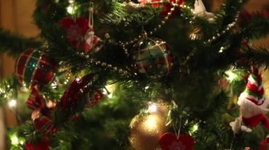 Christmas tree decoration with blinking lights during christmas season