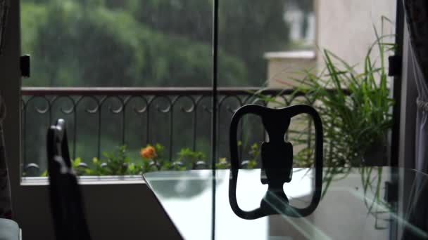Empty Home Dinner Table Rainy Day Gloomy Mood Depression — Video