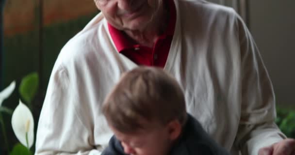 Upset Baby Grand Father Grand Parent Consoling Crying Grand Child — Video