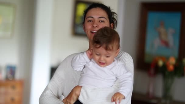 Mother Baby Caring Relationship Embrace Together Home — Vídeo de Stock