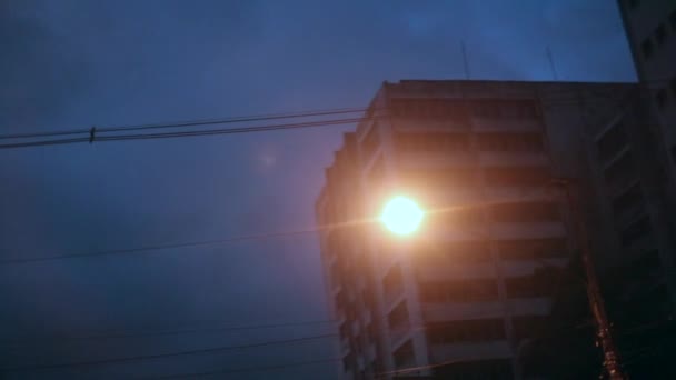 Lamp Posts Night Driving City — Stockvideo