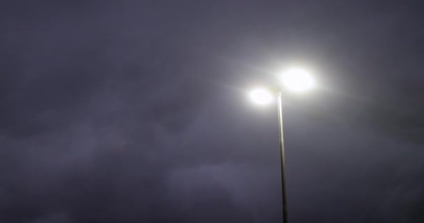 Lamp Post Light Night Incoming Storm — 비디오