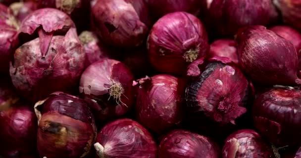 Onions Grocery Store Piled Together Display — Video